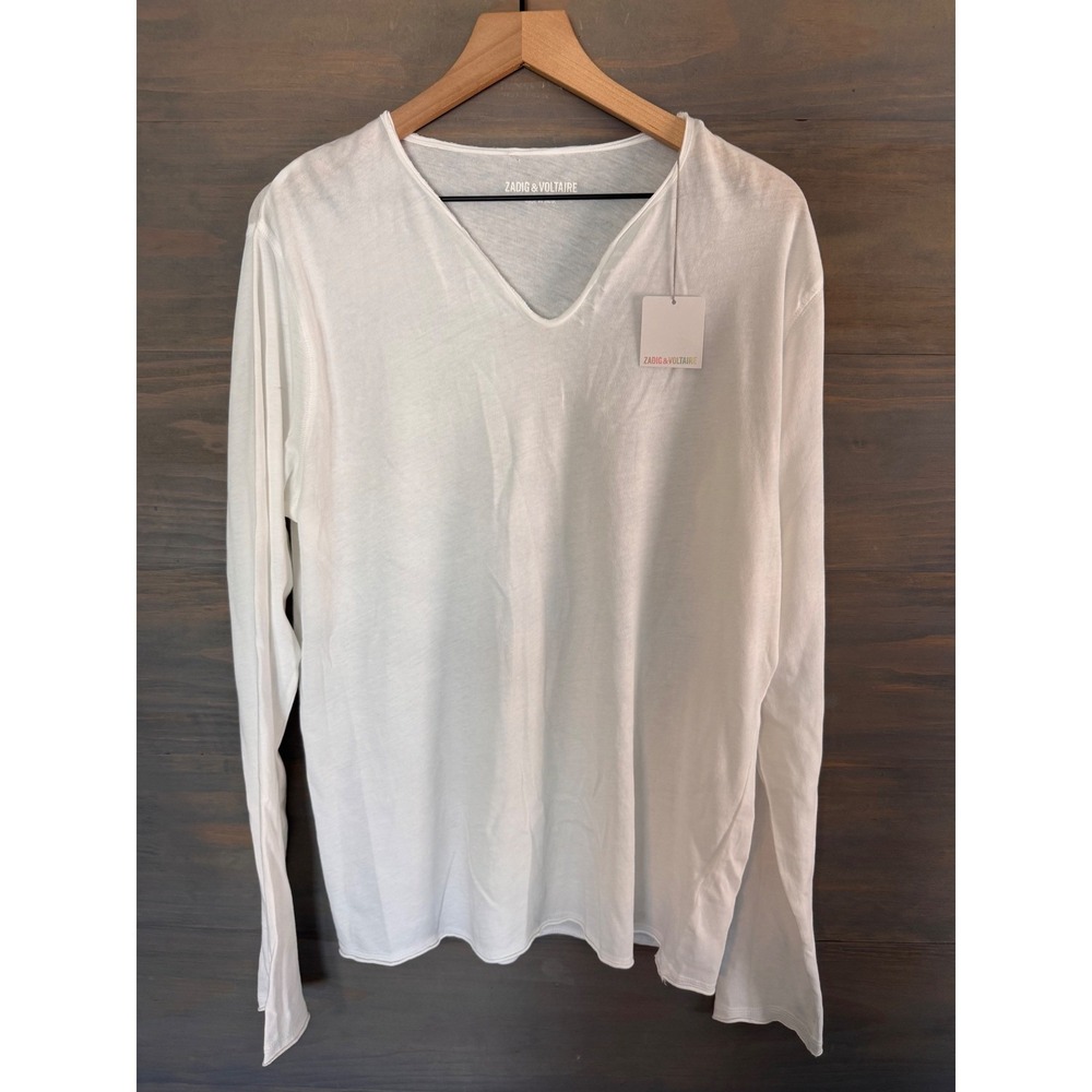 Zadig & Voltaire Mens Monas ML SPI Monastir Henley T-Shirt White Large SETS7410H
